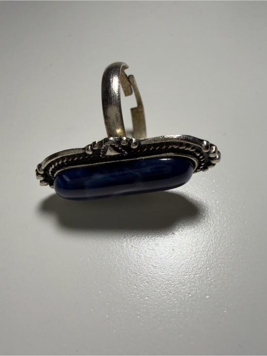 Jewelry - Sterling-Style Blue Stone Adjustable Ring - Women Jewelry